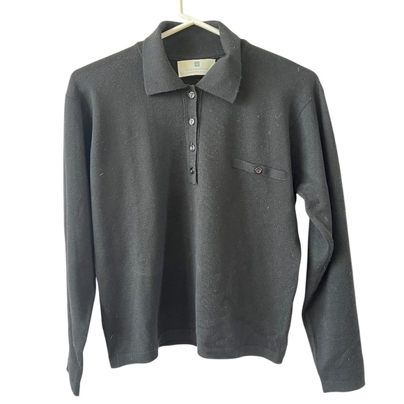 BALLANTYNE MERINO WOOL 2000 POLO SWEATER WOMENS 4 LUXURY PREPPY CLASSIC BLACK - Picture 2 of 13